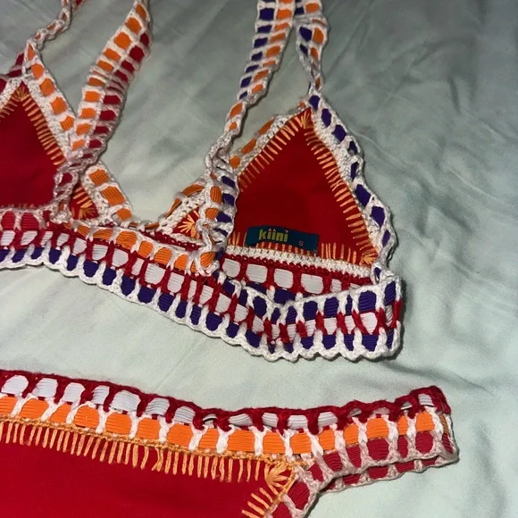 KIINI Red Bikini with Orange and Purple Trim - Picture 4 of 5